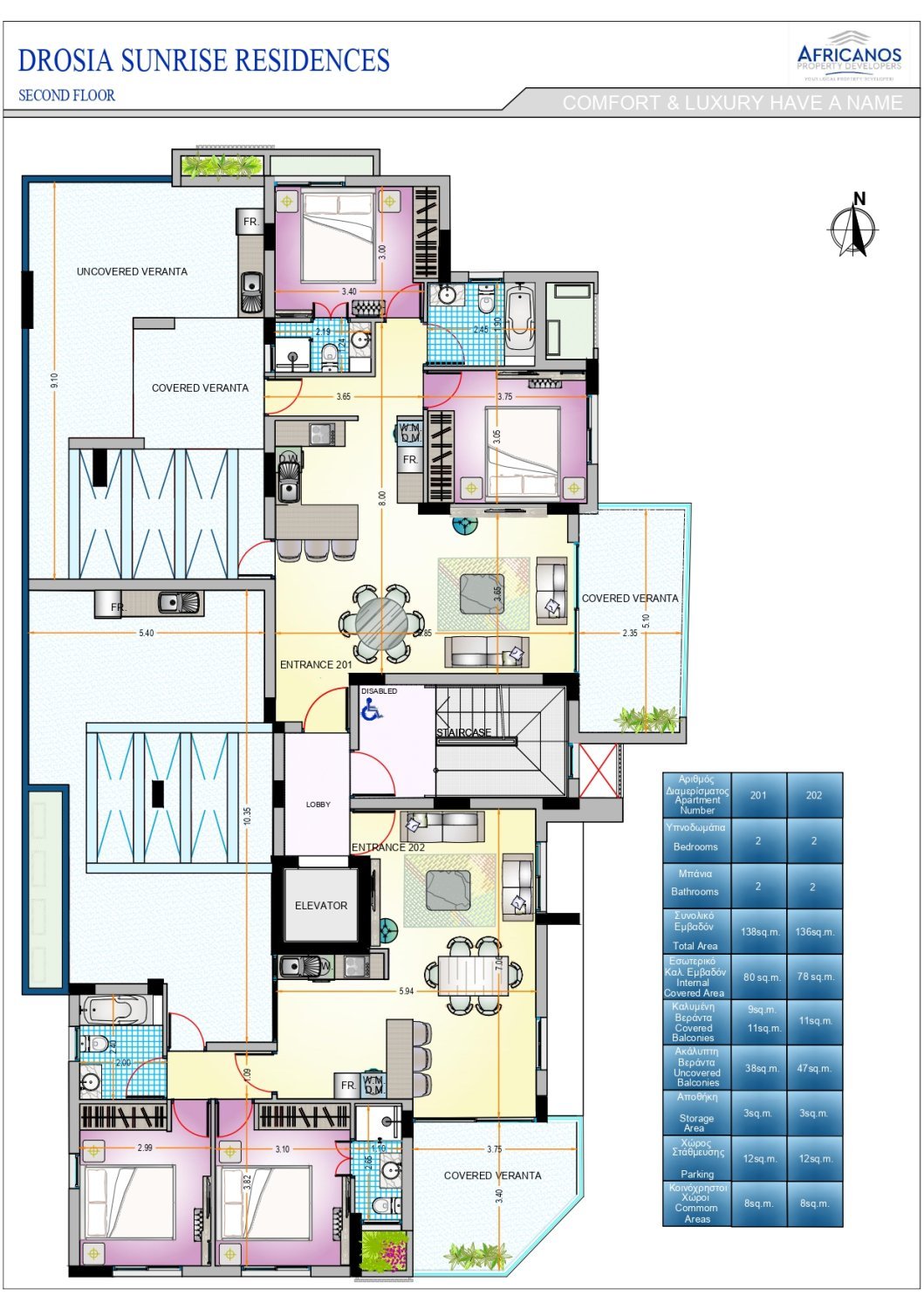 2 dormitorios Apartamento en Larnaca, Larnaka, Chipre No. 23343