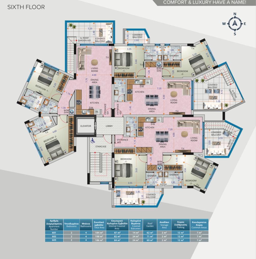 Квартира с 2 спальнями в Ларнака, Кипр № 23311