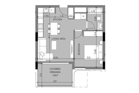 Apartment floor plan «Black D 1B», 1 bedroom in QUARTER FIVE
