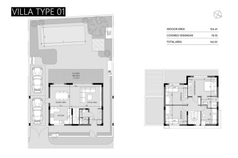 Villa plano de planta «VILLA TYPE 01», 3 dormitorios en el VENTI VILLAS