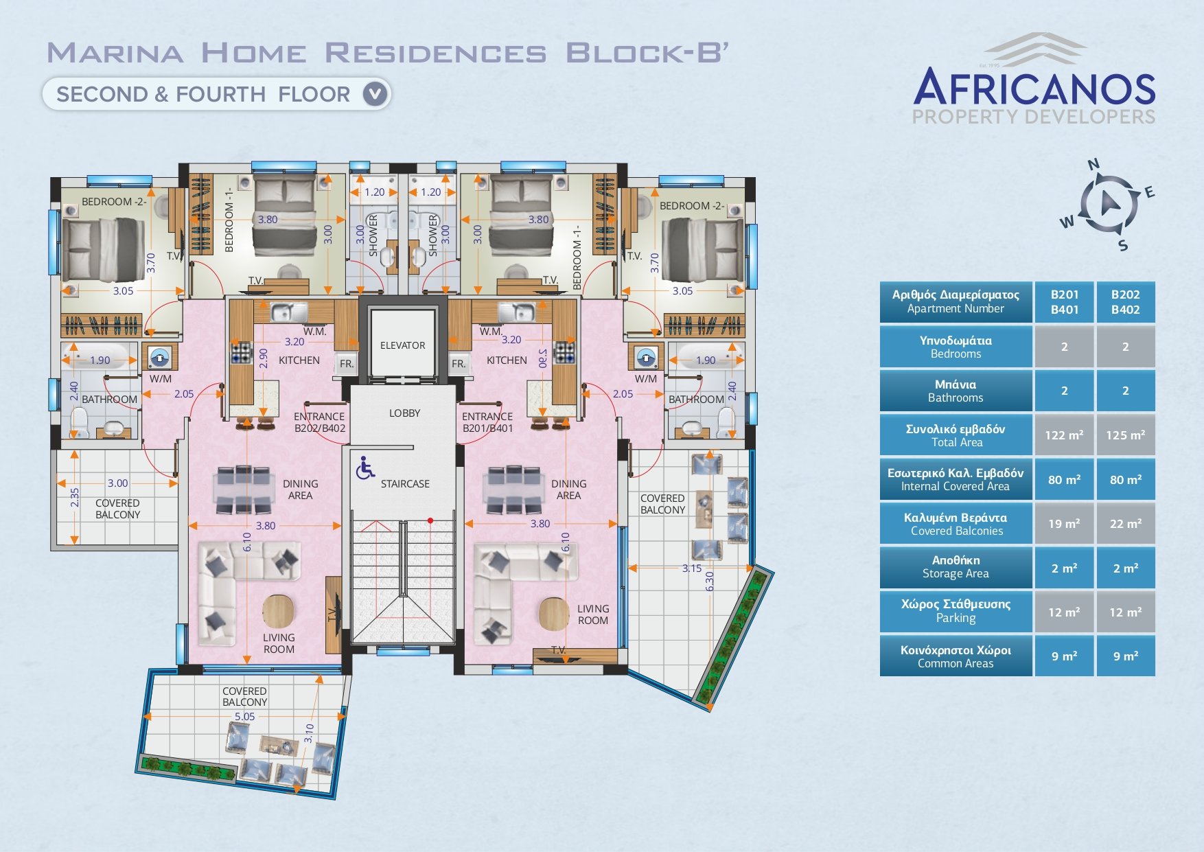 2 dormitorios Apartamento en Larnaca, Larnaka, Chipre No. 23350