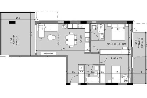 Apartment floor plan «Black A 2B», 2 bedrooms in QUARTER FIVE