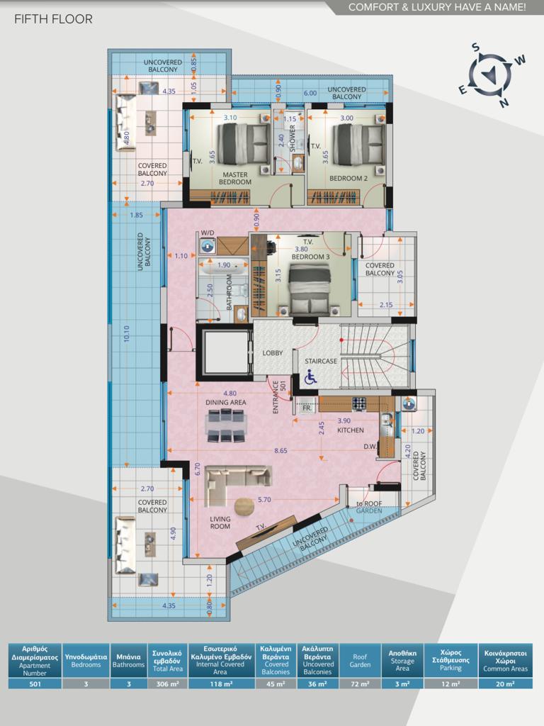 3 bedrooms Apartment in Larnaca, Larnaka, Cyprus No. 23323