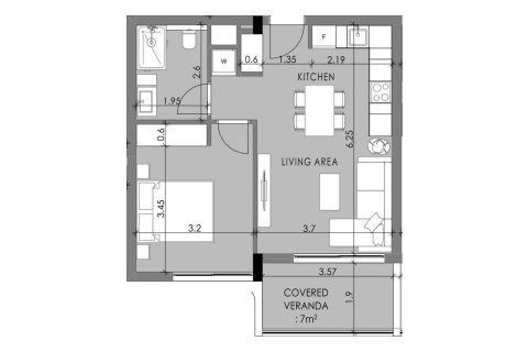 Apartment floor plan «Black A 1B», 1 bedroom in QUARTER FIVE