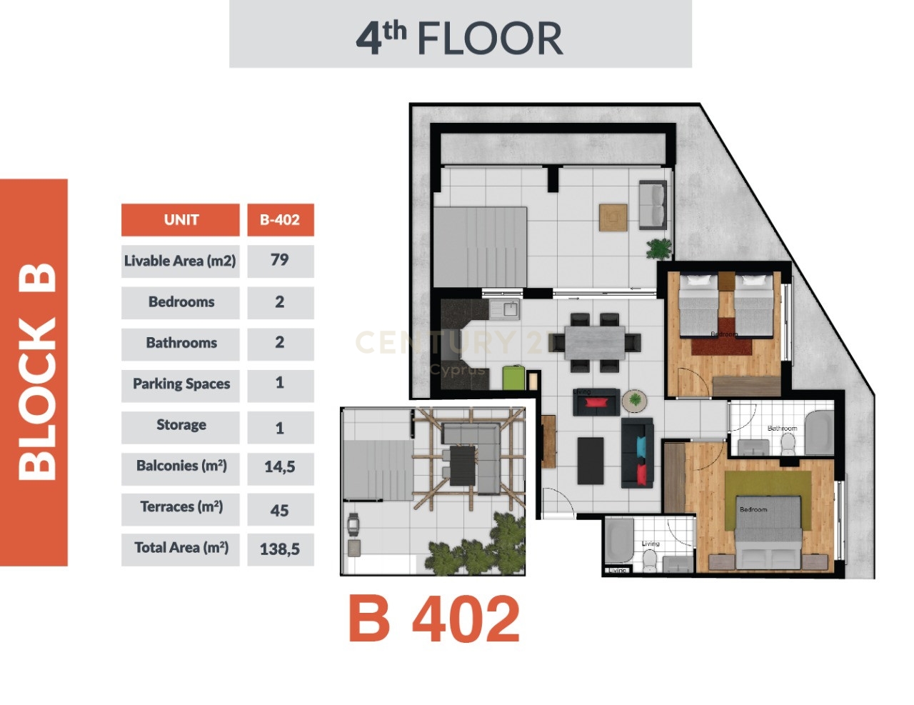 2 dormitorios Apartamento en Larnaca, Larnaka, Chipre No. 56291