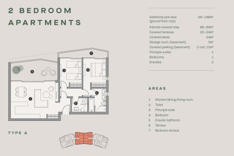 Apartment floor plan «2BR-1», 2 bedrooms in LIMASSOL GREENS