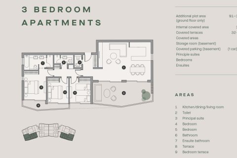 Apartment floor plan «3BR-2», 3 bedrooms in LIMASSOL GREENS