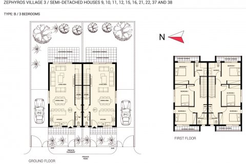 Maisonette plano de planta «3BR-2», 3 dormitorios en el Zephyros Village 3