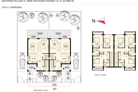 Maisonette plano de planta «3BR-4», 3 dormitorios en el Zephyros Village 3