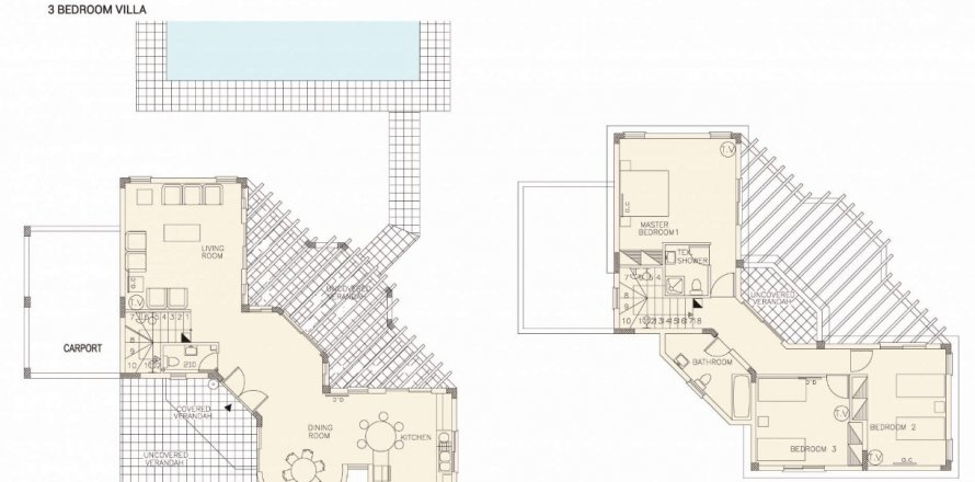 Villa floor plan «3BR-6», 3 bedrooms in Royal Residences