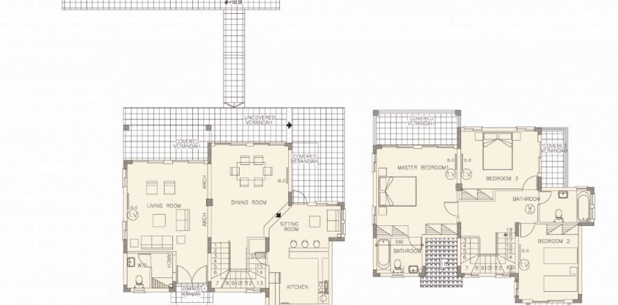 Villa floor plan «3BR-7», 3 bedrooms in Royal Residences