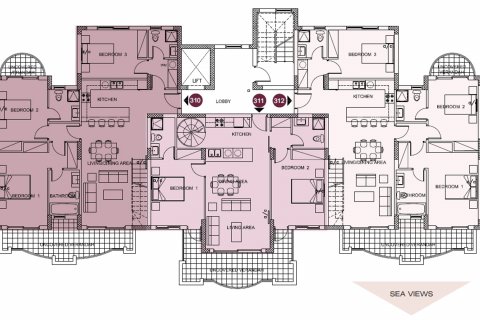Планировка Квартиры с 3 спальнями в ЖК Pearl Park Residences № 5266
