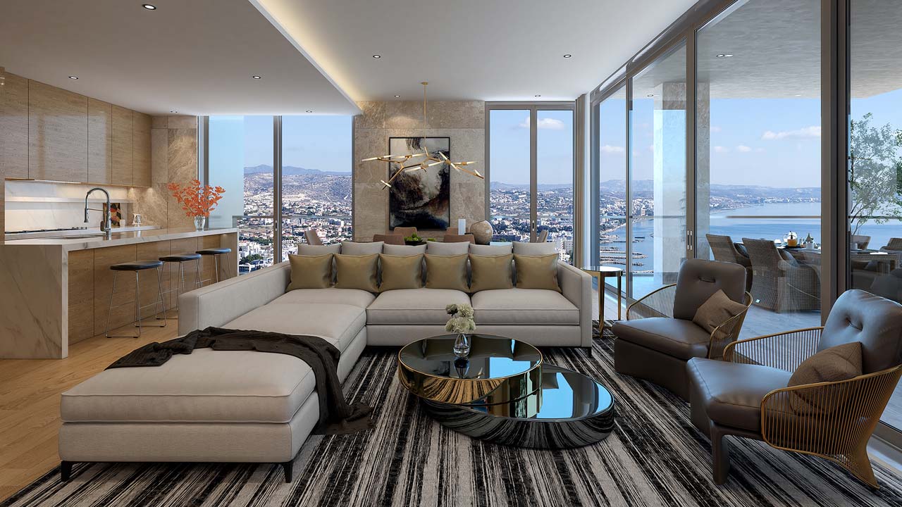 Квартира с 1 спальней в Dream Tower, Лимассол, Лимасол, Кипр № 23651