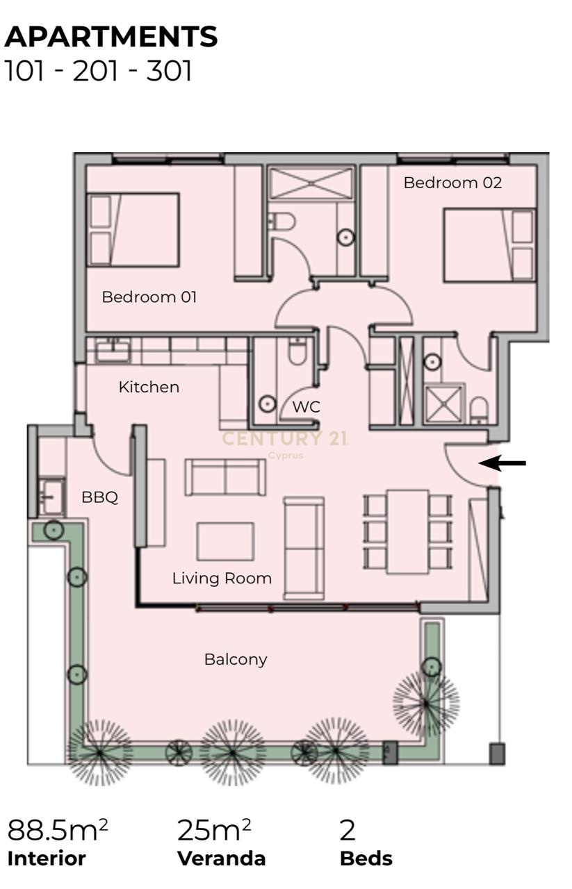 2 dormitorios Apartamento en Germasogeia, Limassol, Chipre No. 53889