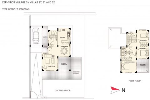 Villa plano de planta «3BR-11», 3 dormitorios en el Zephyros Village 3