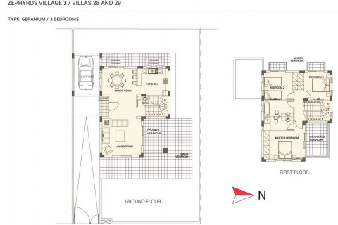 Villa plano de planta «3BR-12», 3 dormitorios en el Zephyros Village 3