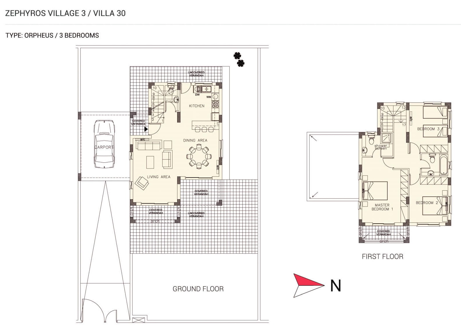 Вилла с 3 спальнями в Zephyros Village 3, Мандрия, Пафос, Кипр № 9133