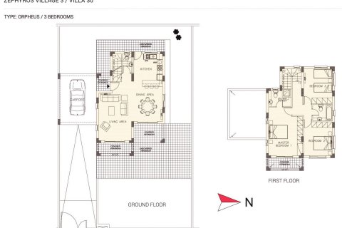 Villa plano de planta «3BR-13», 3 dormitorios en el Zephyros Village 3
