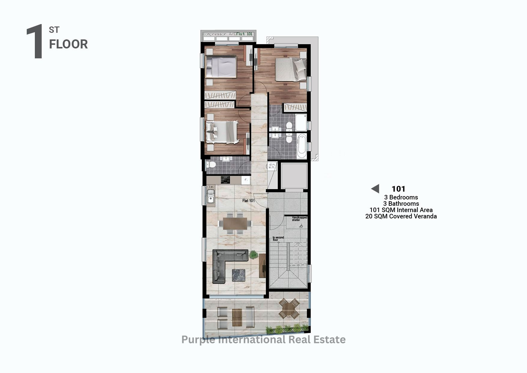 3 dormitorios Apartamento en Larnaca, Larnaka, Chipre No. 37302