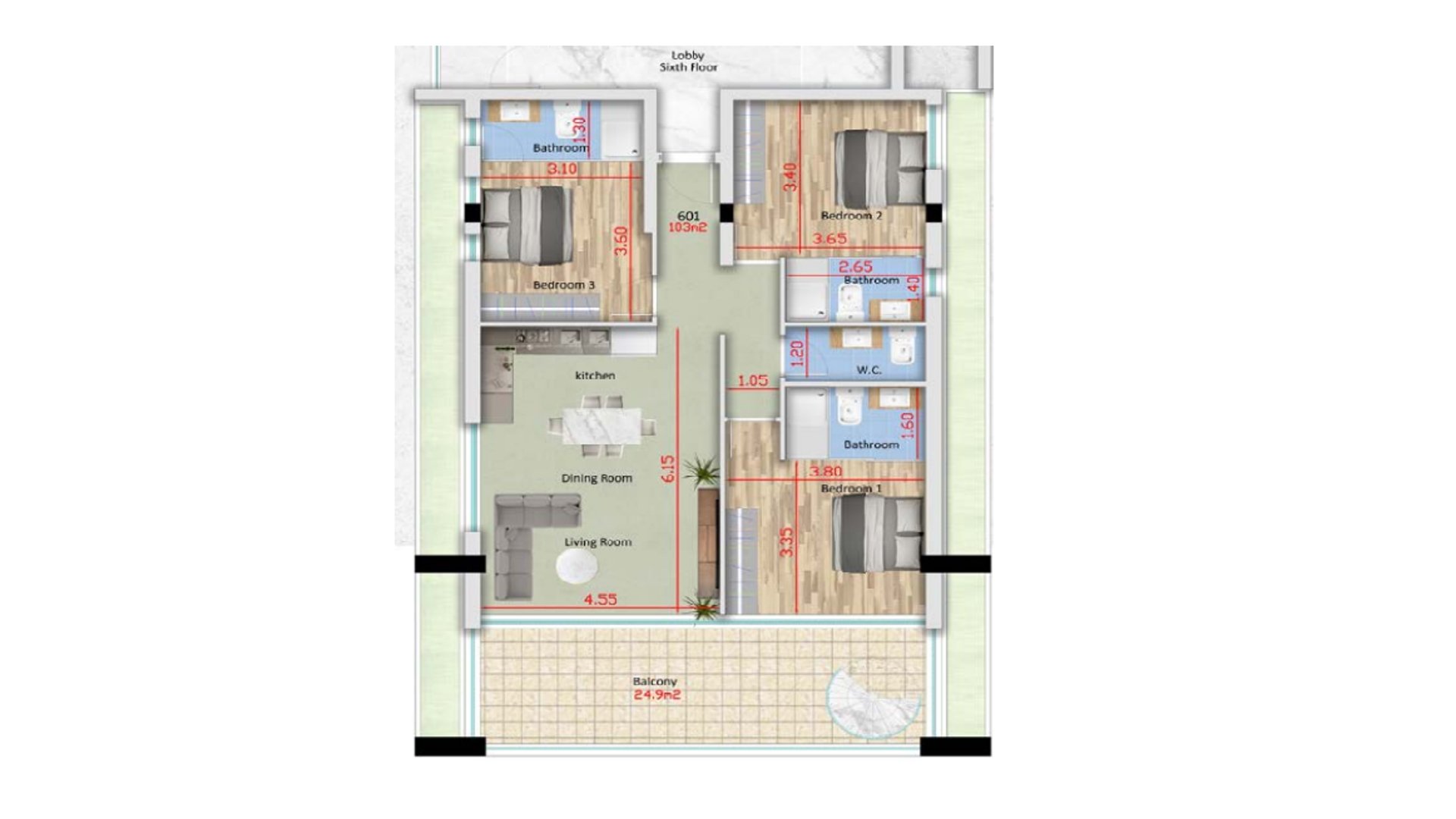 3 bedrooms Penthouse in Larnaca, Larnaka, Cyprus No. 26534
