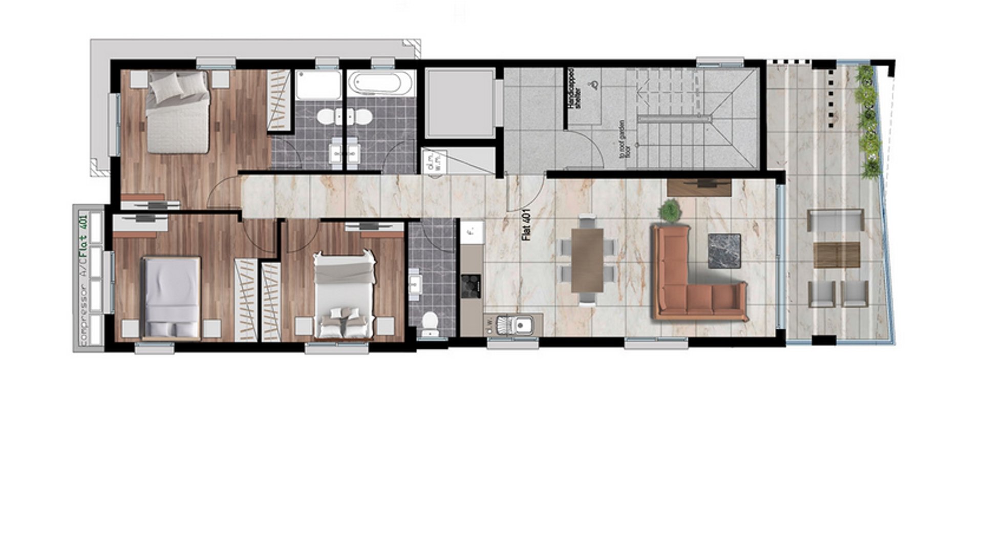 3 chambres Penthouse à Larnaca, Larnaka, Chypre No. 28812