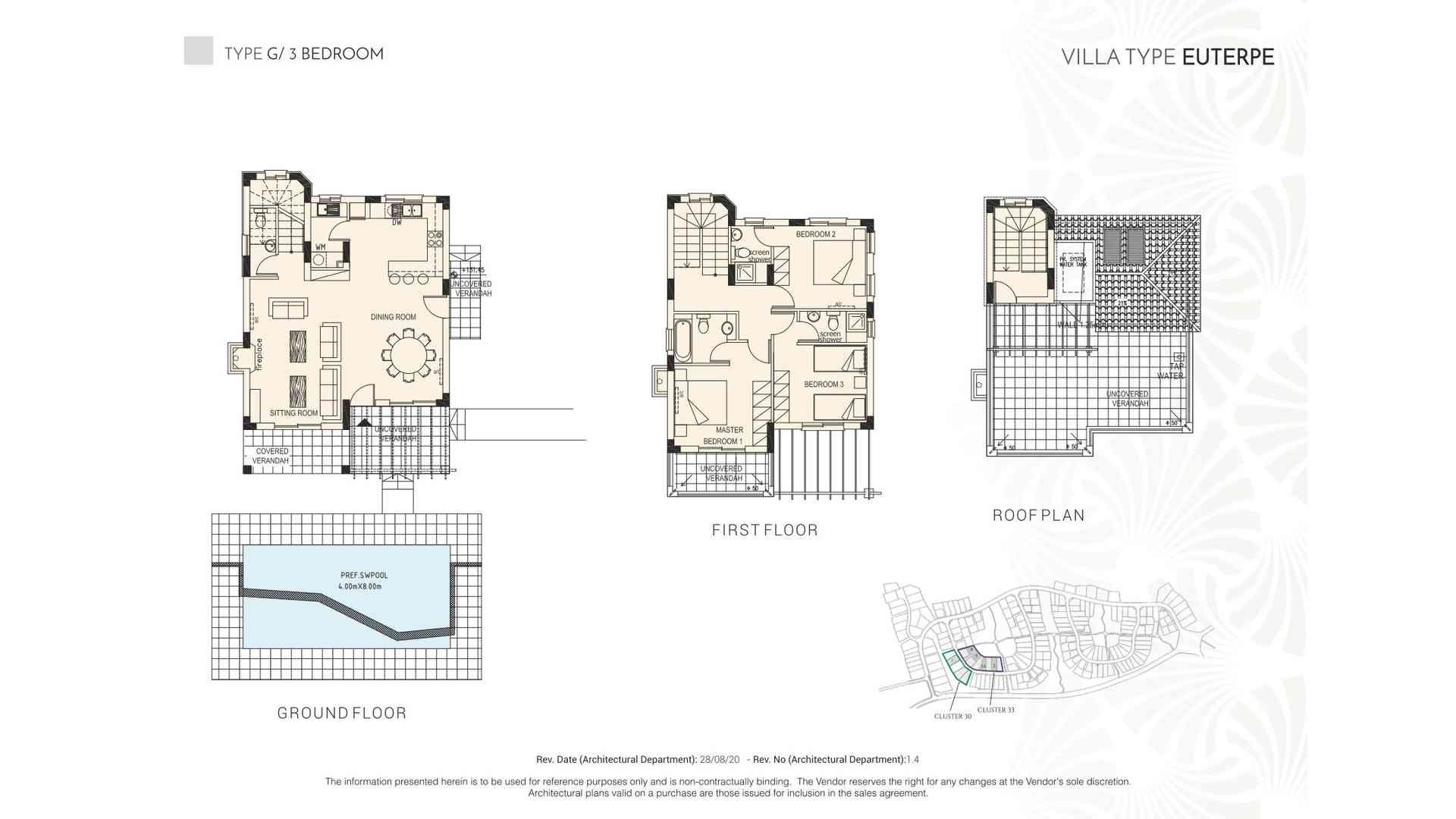 3 dormitorios Villa en PREMIER RESIDENCES Kouklia, Paphos, Chipre No. 5465