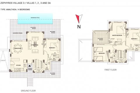Villa plano de planta «4BR-8», 4 dormitorios en el Zephyros Village 3