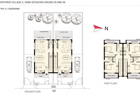Maisonette plano de planta «2BR-7», 2 dormitorios en el Zephyros Village 3