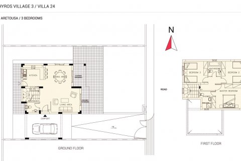 Villa plano de planta «3BR-9», 3 dormitorios en el Zephyros Village 3