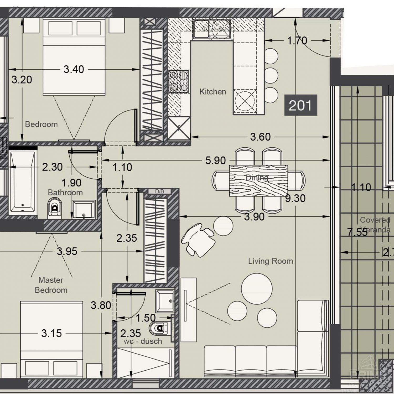 2 chambres Appartement à Potamos tis Germasogeias, Germasogeia, Limassol, Chypre No. 28145