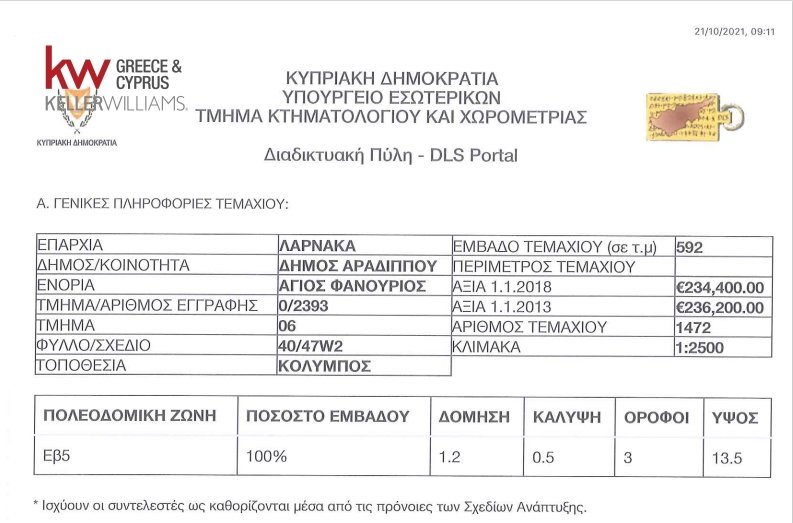 Земельный участок 592м2 в Ларнака, Кипр № 40035