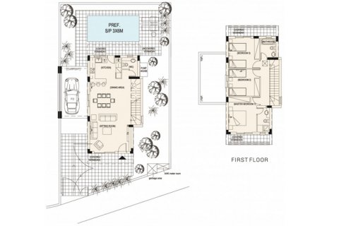 Villa plano de planta «3BR-1», 3 dormitorios en el Jasmine Gardens