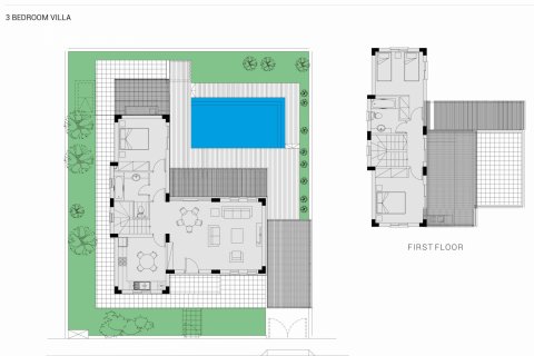 Villa plano de planta, 3 dormitorios en el Plage Residences 2 No. 5405