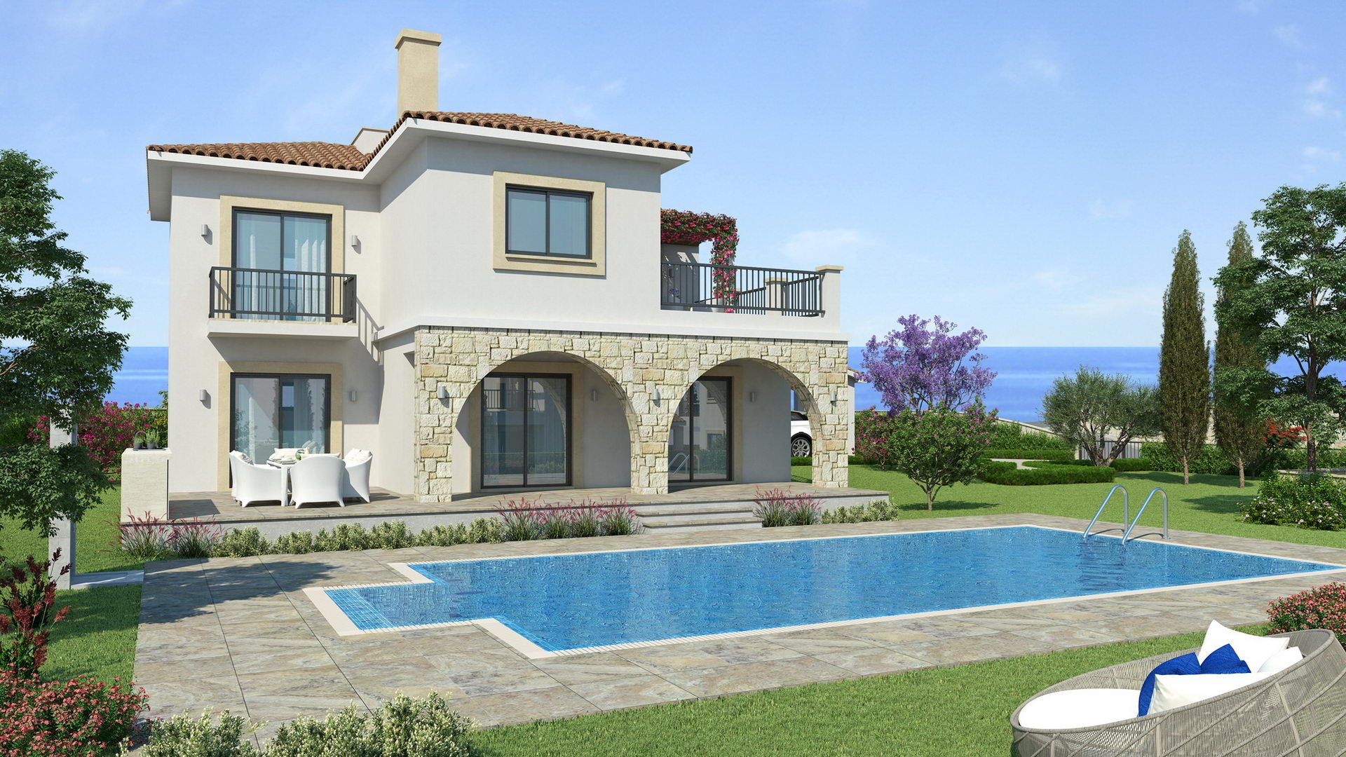 Вилла с 4 спальнями в Peyia Coastal Villas, Пейя, Пафос, Кипр № 5384