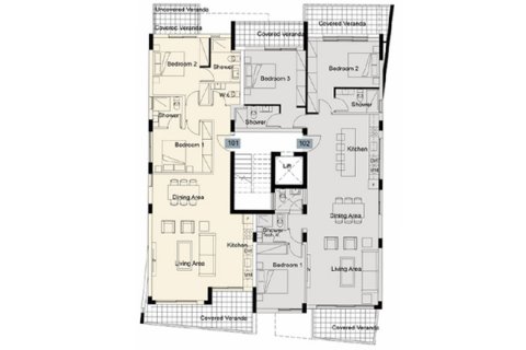 Apartamento plano de planta, 3 dormitorios en el Breeze Residences No. 5242