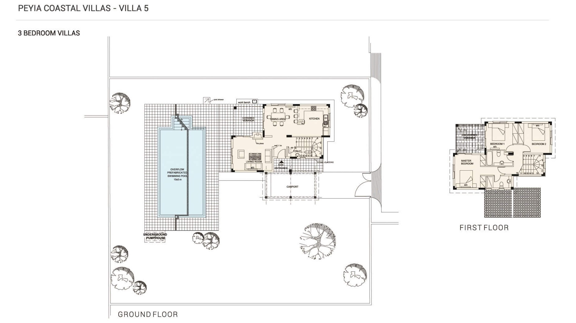 Вилла с 3 спальнями в Peyia Coastal Villas, Пейя, Пафос, Кипр № 5382