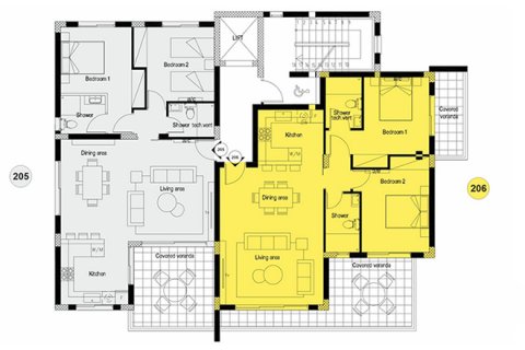 Apartment floor plan, 2 bedrooms in Aster Gardens No. 4468