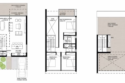 Villa plano de planta, 3 dormitorios en el Paradise Gardens No. 4516