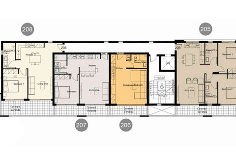 Apartment floor plan «2BR-1», 2 bedrooms in Blue Star Apartments