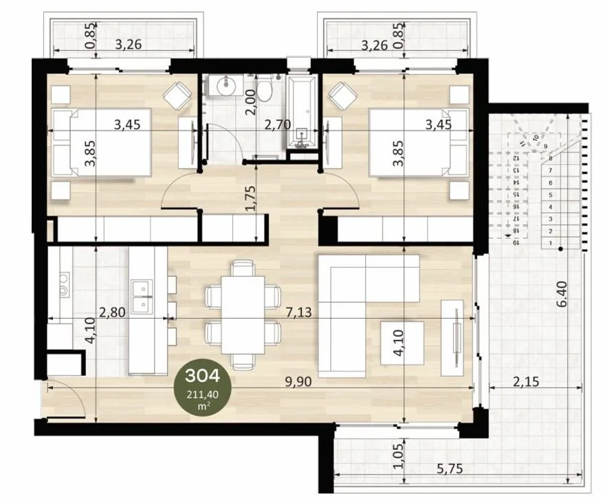 2 bedrooms Penthouse in Mouttagiaka, Limassol, Cyprus No. 39303