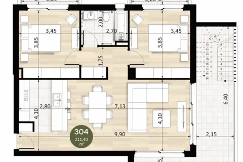 Пентхаус с 2 спальнями в Мутайяка, Лимасол, № 39303 12