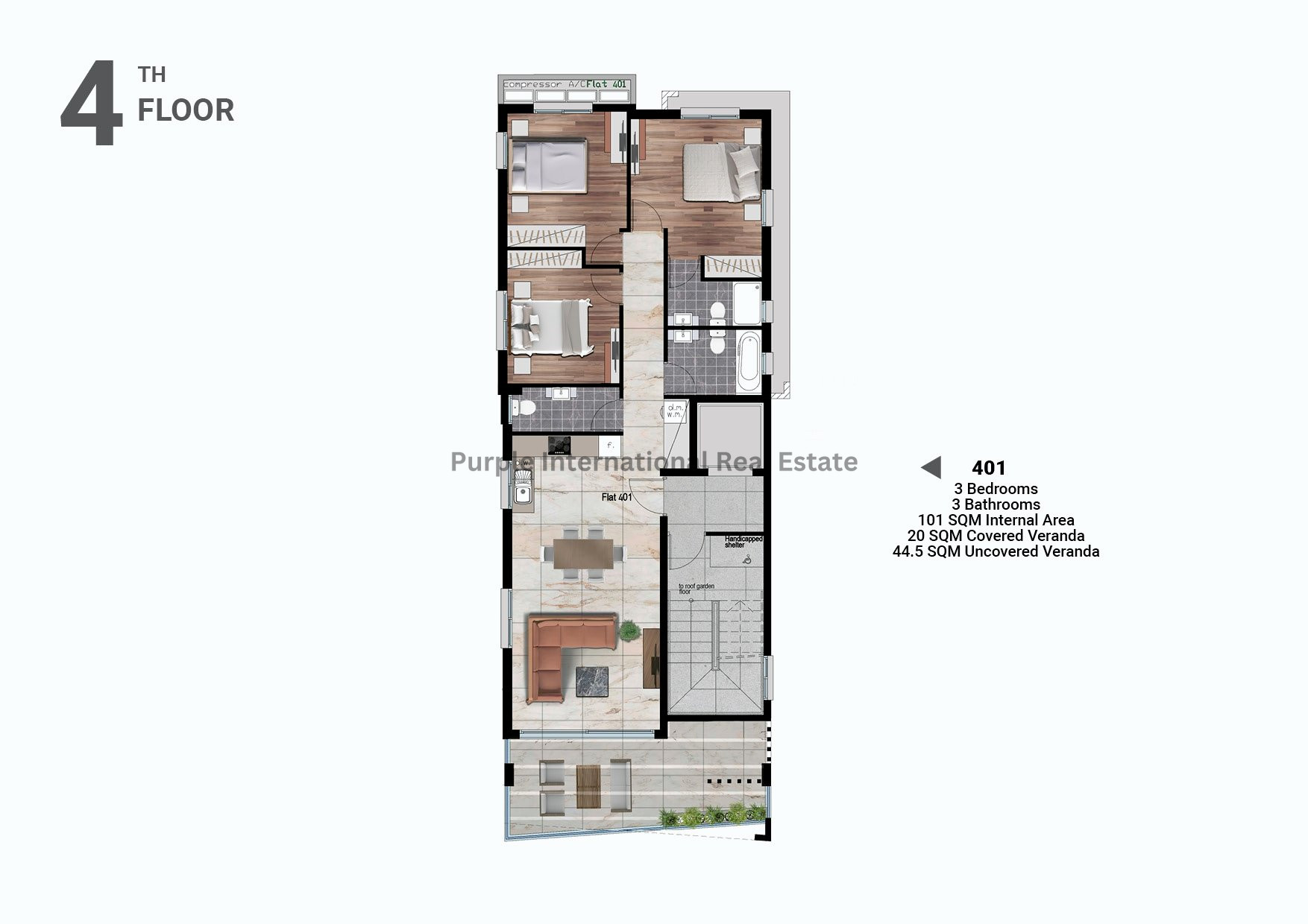 Квартира с 3 спальнями в Ларнака, Кипр № 35110