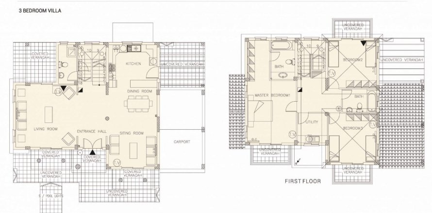 Villa floor plan «3BR-3», 3 bedrooms in Royal Residences